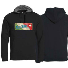 Load image into Gallery viewer, Hoodie Schwarz, Kanton Neuchâtel Wappen / Schild
