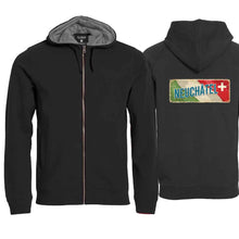 Load image into Gallery viewer, Kapuzenjacke Schwarz, Kanton Neuchâtel Wappen / Schild
