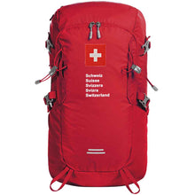 Load image into Gallery viewer, Outdoor Rucksack in Rot mit Schweizerkreuz und Schweizer Pass design
