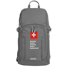 Charger l&#39;image dans la galerie, Outdoor Tages Rucksack in Grau mit Schweizerkreuz und Schweizer Pass Design
