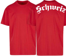 Carica l&#39;immagine nel visualizzatore di Gallery, Spezial Oversize T-Shirt Rot mit Text Schweiz
