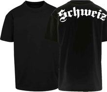 Carica l&#39;immagine nel visualizzatore di Gallery, Spezial Oversize T-Shirt Schwarz mit Text Schweiz
