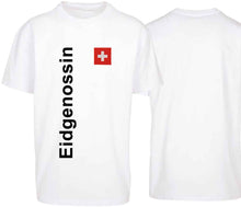 Lade das Bild in den Galerie-Viewer, Oversize T-Shirts Weiss mit Schweizerkreuz und Text Eidgenossin

