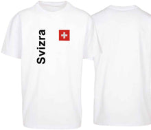 Lade das Bild in den Galerie-Viewer, Oversize T-Shirts Weiss mit Schweizerkreuz und Text Svizra
