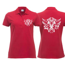 Charger l&#39;image dans la galerie, Polo Damen Rot mit Schweizer Kuh
