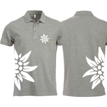 Load image into Gallery viewer, Edelweiss Polo, Grau, Brust &amp; Seite
