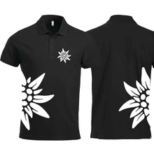 Load image into Gallery viewer, Edelweiss Polo, Schwarz, Brust &amp; Seite
