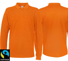 Charger l&#39;image dans la galerie, Langarm Polo Orange, Fairtrade
