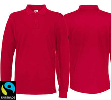Charger l&#39;image dans la galerie, Langarm Polo Rot, Fairtrade

