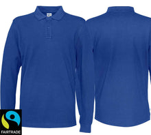 Charger l&#39;image dans la galerie, Langarm Polo Royal Blue, Fairtrade
