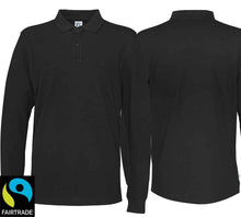 Charger l&#39;image dans la galerie, Langarm Polo Schwarz, Fairtrade
