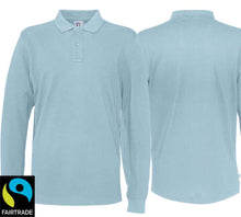 Charger l&#39;image dans la galerie, Langarm Polo Sky Blue, Fairtrade
