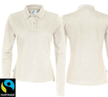 Load image into Gallery viewer, Langarm Polo Damen Creme, Fairtrade
