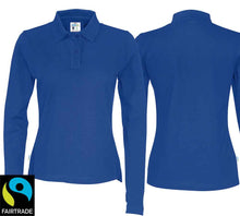 Charger l&#39;image dans la galerie, Langarm Polo Damen Royal Blue, Fairtrade
