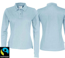 Load image into Gallery viewer, Langarm Polo Damen Sky Blue, Fairtrade
