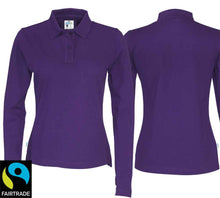 Carica l&#39;immagine nel visualizzatore di Gallery, Langarm Polo Damen Violette, Fairtrade
