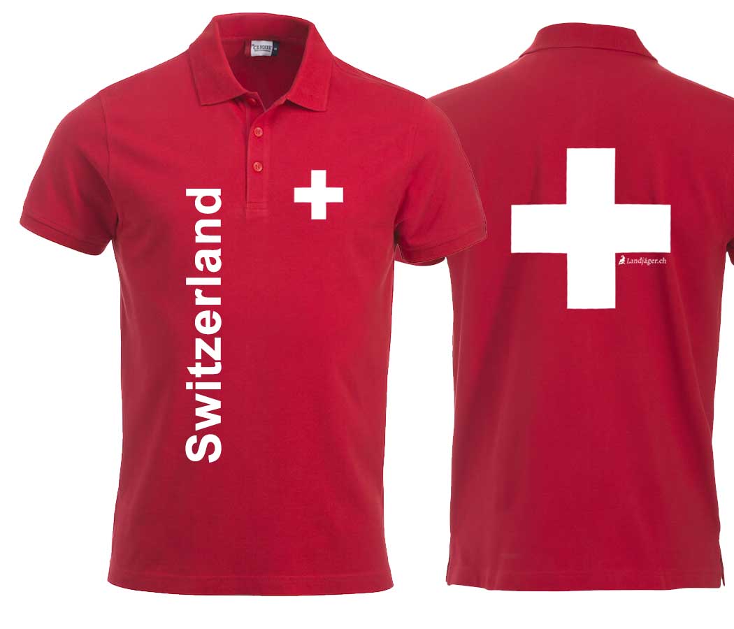 Polo mit Schweizerkreuz und Text Switzerland