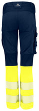 Load image into Gallery viewer, Projob Damen Stretch Arbeitshose Klasse 1 gelbmarine hinten
