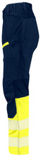 Load image into Gallery viewer, Projob Damen Stretch Arbeitshose Klasse 1 gelbmarine links
