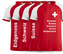 Load image into Gallery viewer, Raglan T-Shirt Rot mit Schweizerkreuz
