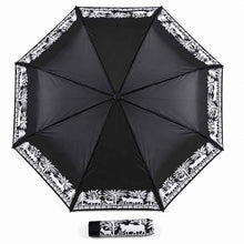 Load image into Gallery viewer, Black umbrella with a silhouette design

