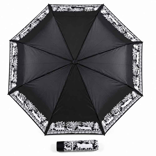 Schwarzer Regenschirm mit Scherenschnittmotiv