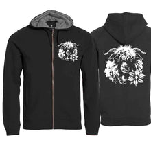 Lade das Bild in den Galerie-Viewer, Kapuzenjacke mit Schwarznasenschaf, Schwarz, Brust &amp; Rücken
