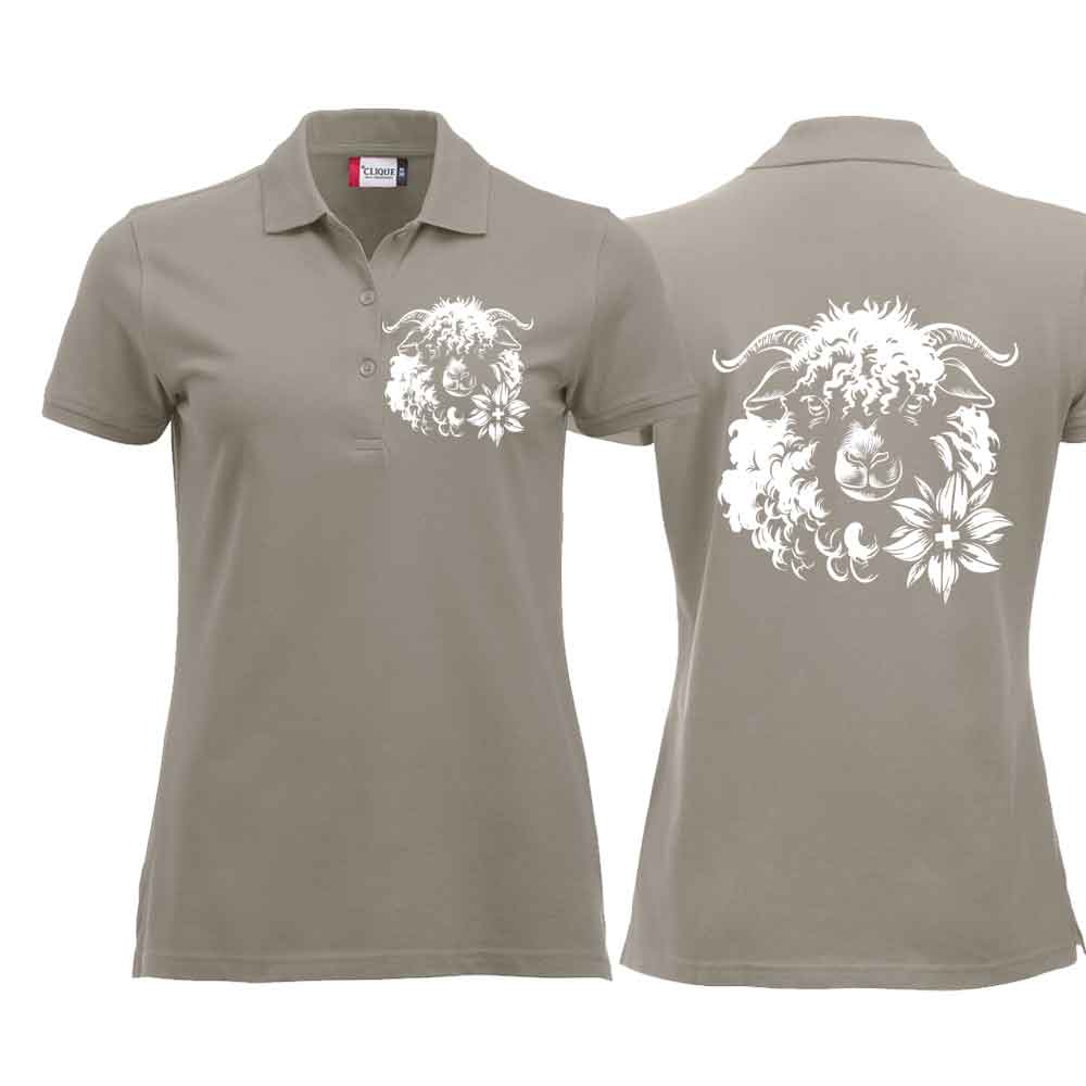 Polo Damen Schwarznasenschaf, Silber, Brust & Rücken