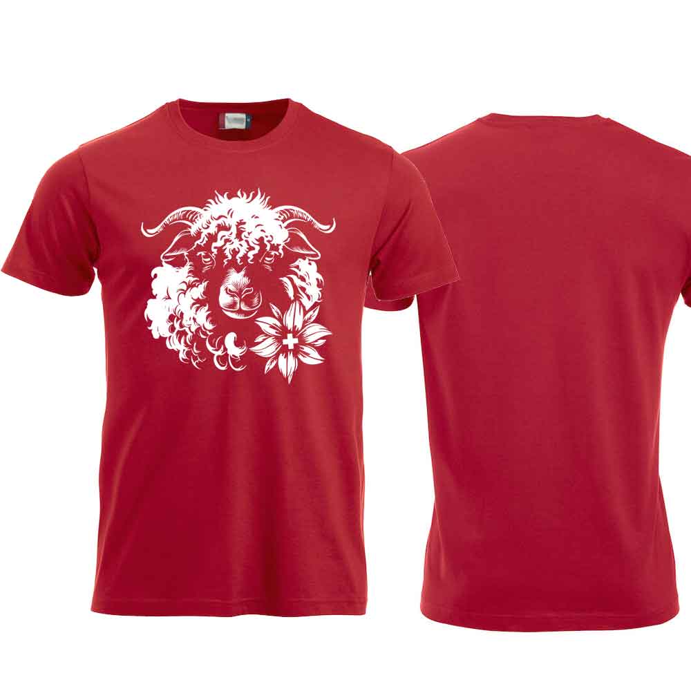 T-Shirt Walliser Schwarznasenschaf, Rot, Brust gross