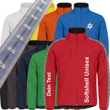 Carica l&#39;immagine nel visualizzatore di Gallery, Softshell Jacke mit gewobenem Edelweissband
