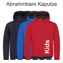 Lade das Bild in den Galerie-Viewer, Softshell mit abnehmbarer Kapuze Kinder Dunkelgrau

