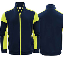 Load image into Gallery viewer, Sweater Jacke Marine Gelb
