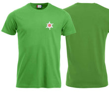 Charger l&#39;image dans la galerie, Premium T-Shirt Unisex Apfelgrün Logo Rücken
