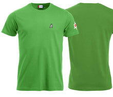 Charger l&#39;image dans la galerie, Premium T-Shirt Unisex Apfelgrün Logo Rücken
