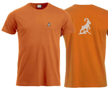 Load image into Gallery viewer, Premium T-Shirt Unisex Blutorange Logo Rücken
