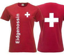 Lade das Bild in den Galerie-Viewer, T-Shirt Damen mit Schweizerkreuz und Text Eidgenossin
