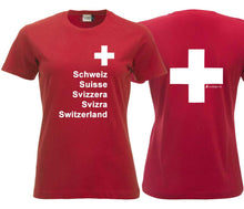 Lade das Bild in den Galerie-Viewer, T-Shirt Damen mit Schweizerkreuz und Text Pass Design

