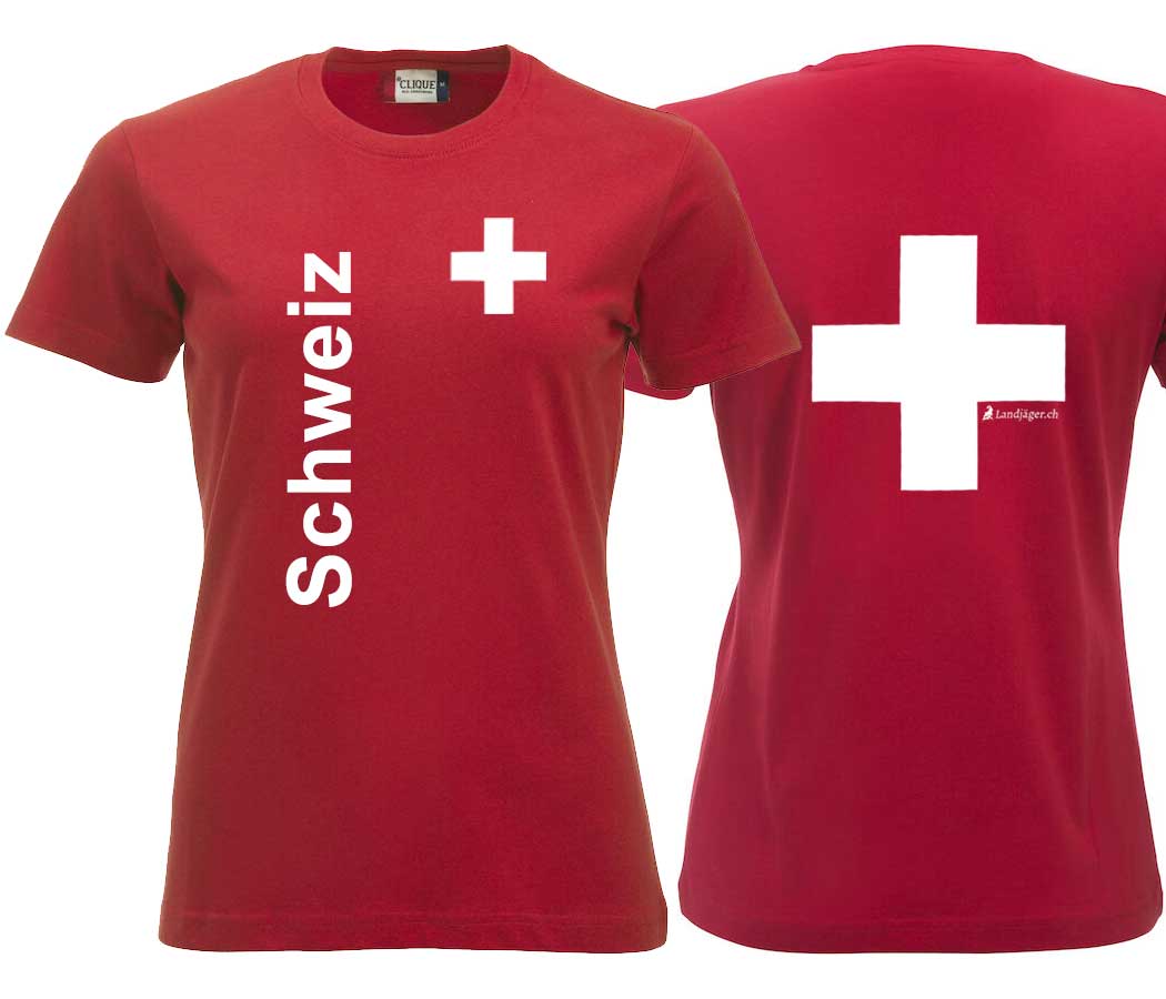 T-Shirt Damen mit Schweizerkreuz und Text Schweiz