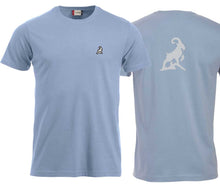 Load image into Gallery viewer, Premium T-Shirt Unisex Hellblau, Logo Rücken
