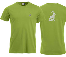 Load image into Gallery viewer, Premium T-Shirt Unisex Hellgrün, Logo Rücken
