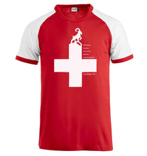 Load image into Gallery viewer, T-Shirt Raglan mit Schweizerkreuz im Landjägerstyle (Steinbock)
