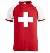 Load image into Gallery viewer, Raglan T-shirt with Swiss cross
