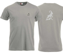 Load image into Gallery viewer, Premium T-Shirt Unisex Silber, Logo Rücken
