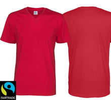 Load image into Gallery viewer, Herren T-Shirt V-Ausschnitt Rot, Fairtrade Zertifiziert
