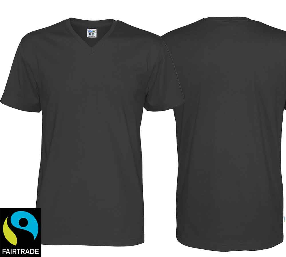 Herren T-Shirt V-Ausschnitt Grau, Fairtrade Zertifiziert