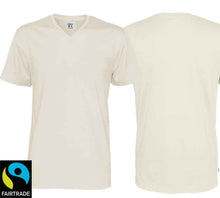 Load image into Gallery viewer, Herren T-Shirt V-Ausschnitt Creme, Fairtrade Zertifiziert

