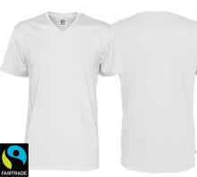 Load image into Gallery viewer, Herren T-Shirt V-Ausschnitt Weiss, Fairtrade Zertifiziert
