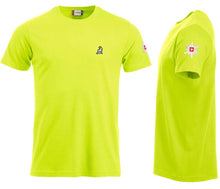 Load image into Gallery viewer, Premium T-Shirt Women Warnschutz Grün, mit Logo und Edelweiss
