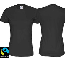 Load image into Gallery viewer, T-Shirt Women Schwarz, Bio Baumwolle und Fairtrade Zertifiziert
