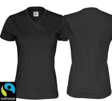 Load image into Gallery viewer, Damen T-Shirt V-ausschnitt Schwarz
